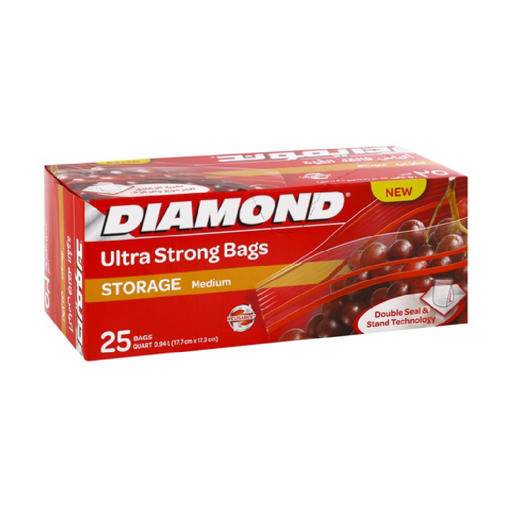 DIAMOND ZIPPER BAGS STORAGE MEDIUM 25CT PC