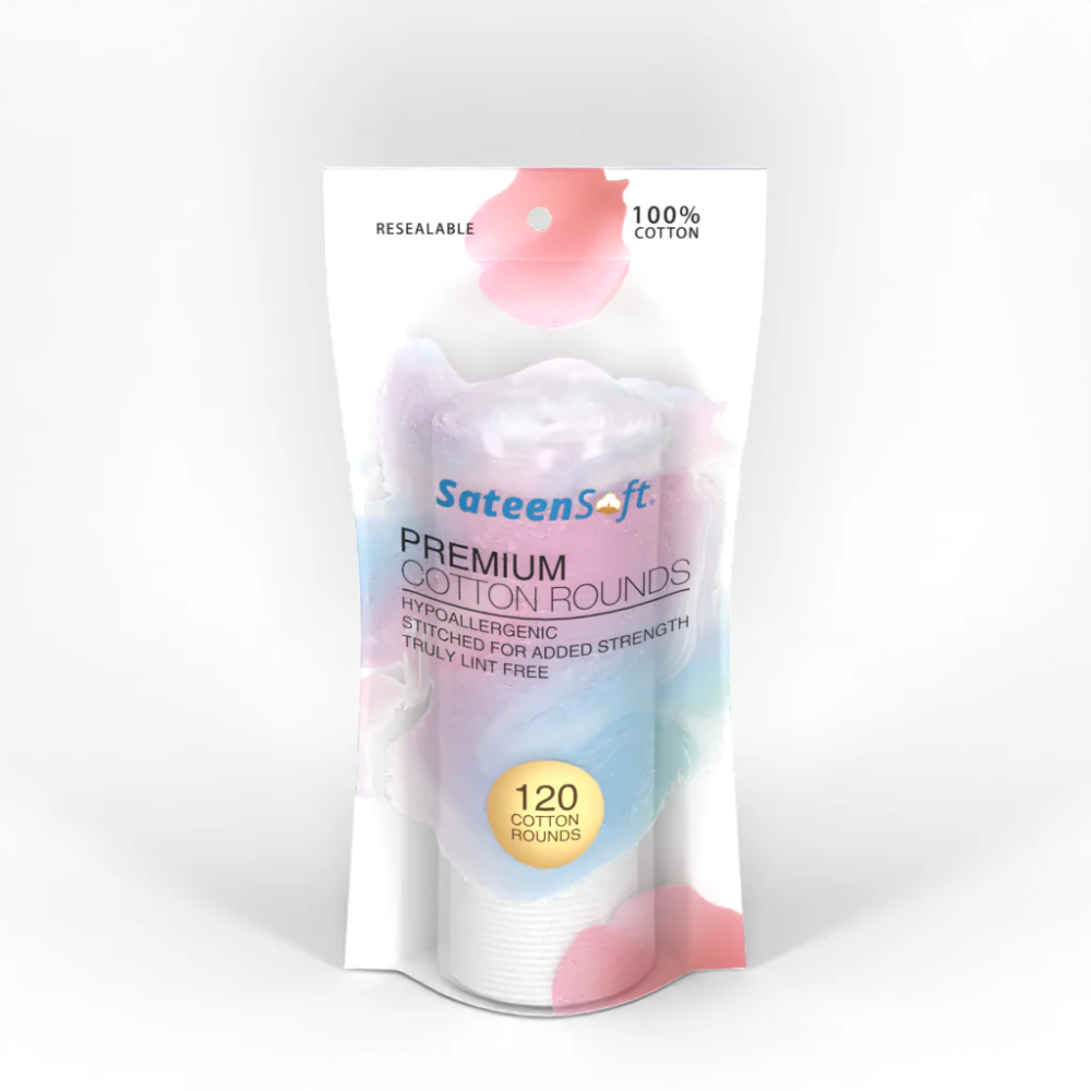 SATEENSOFT COSMETICS PADS COTTON ROUNDS 120S