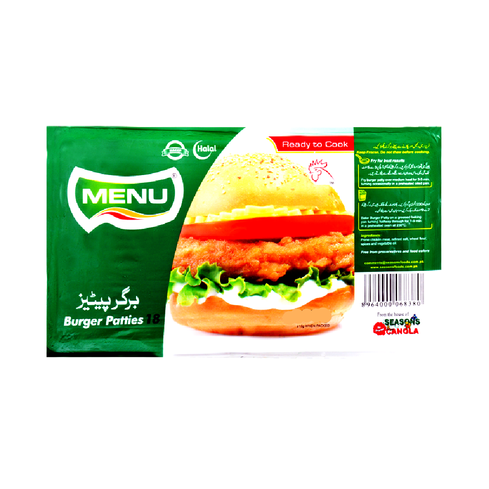 MENU BURGER PATTIES 6 PCS 355 GM