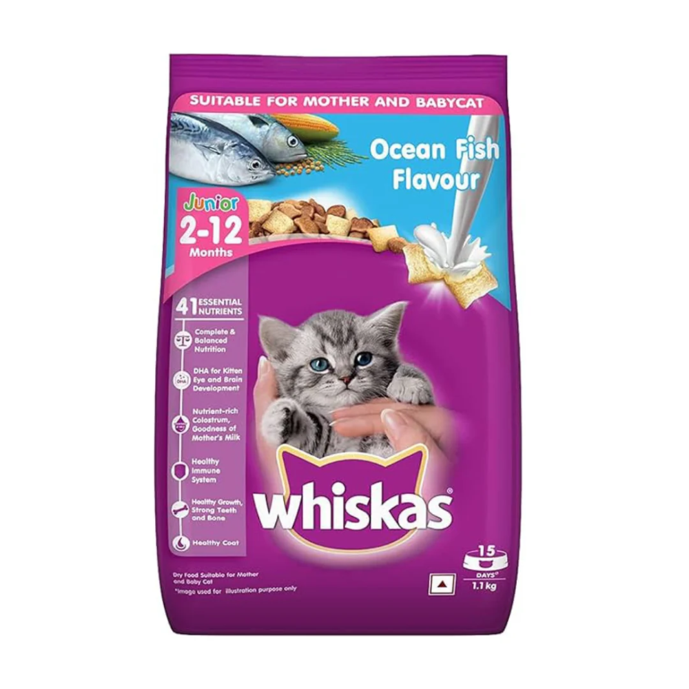 WHISKAS CAT FOOD JUNIOR OCEAN FISH WITH MILK 1.1 KG