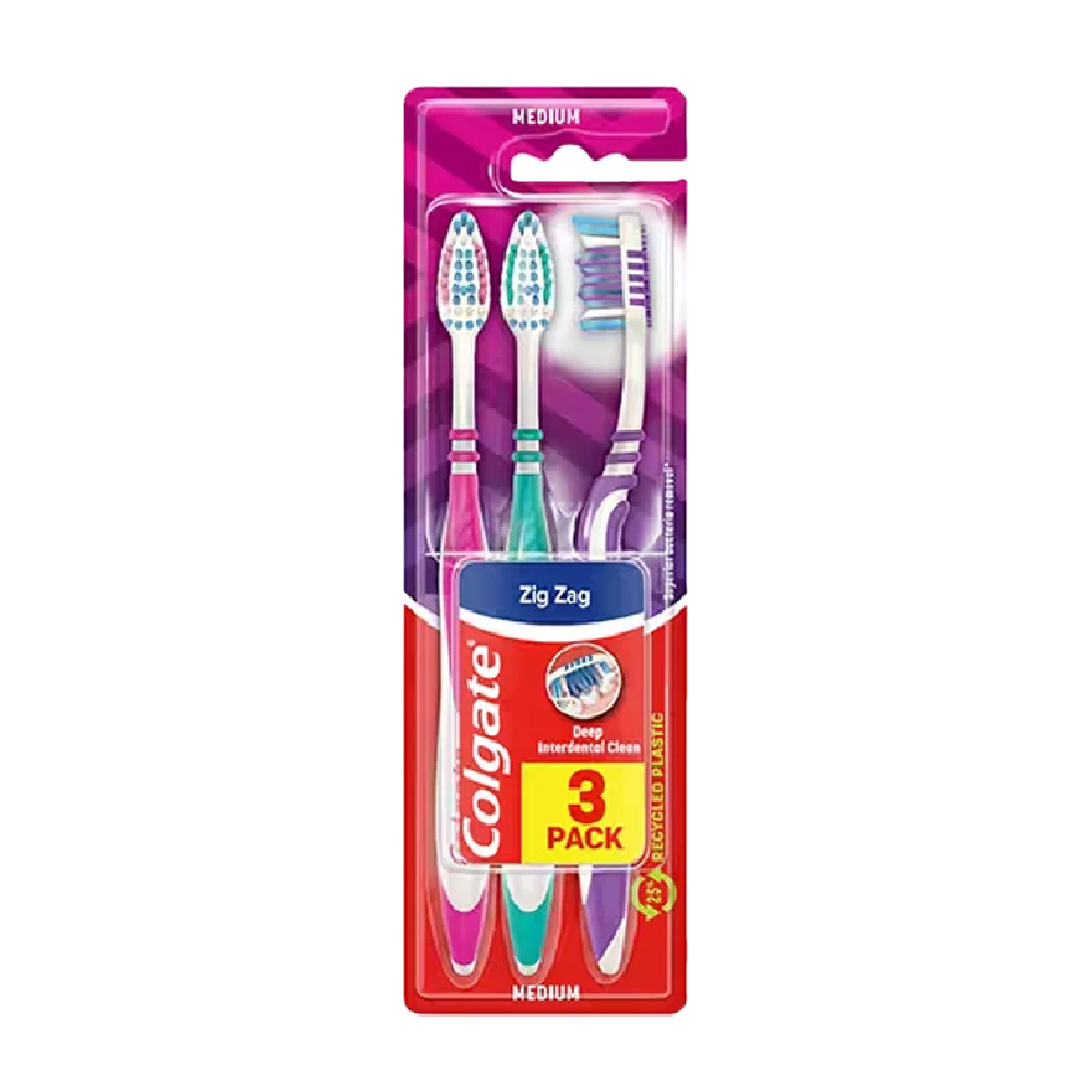COLGATE TOOTH BRUSH ZIGZAG TRIPLE PACK MEDIUM