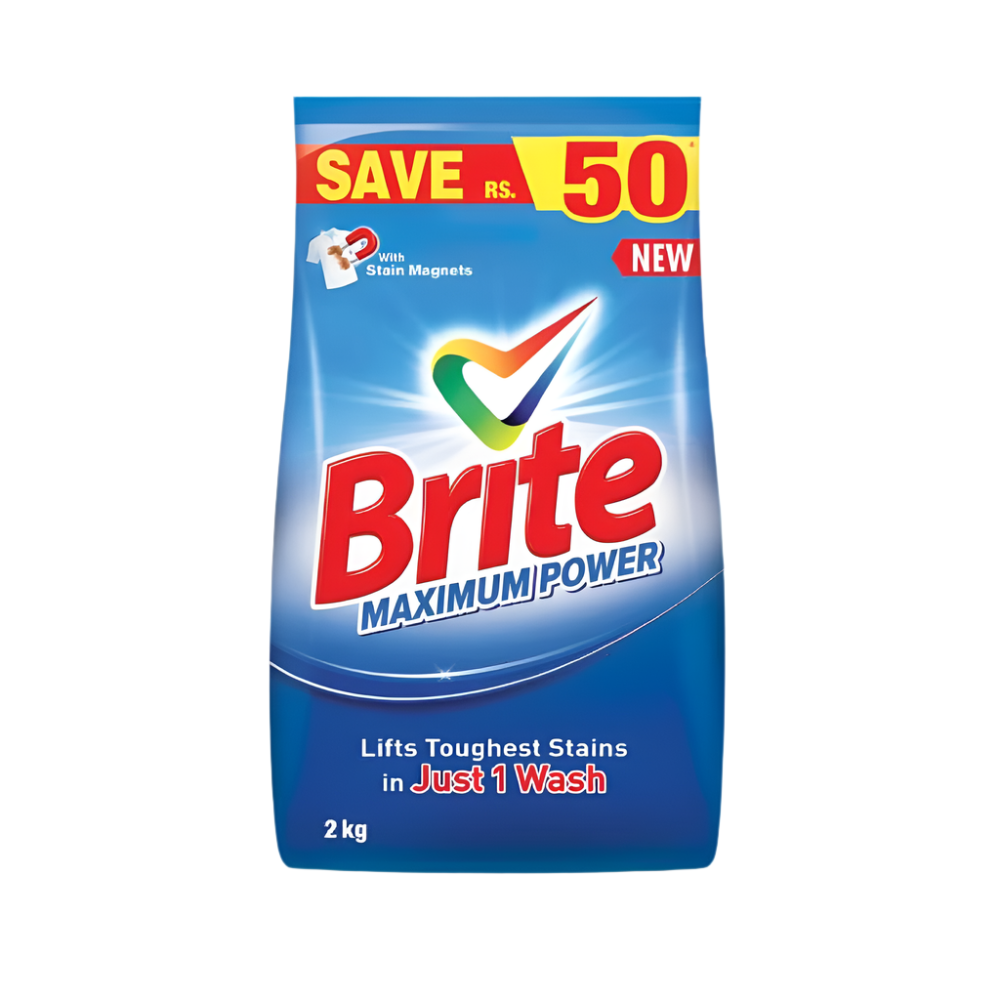 BRITE WASHING POWDER MAXIMUM POWER 2 KG PROMO PACK