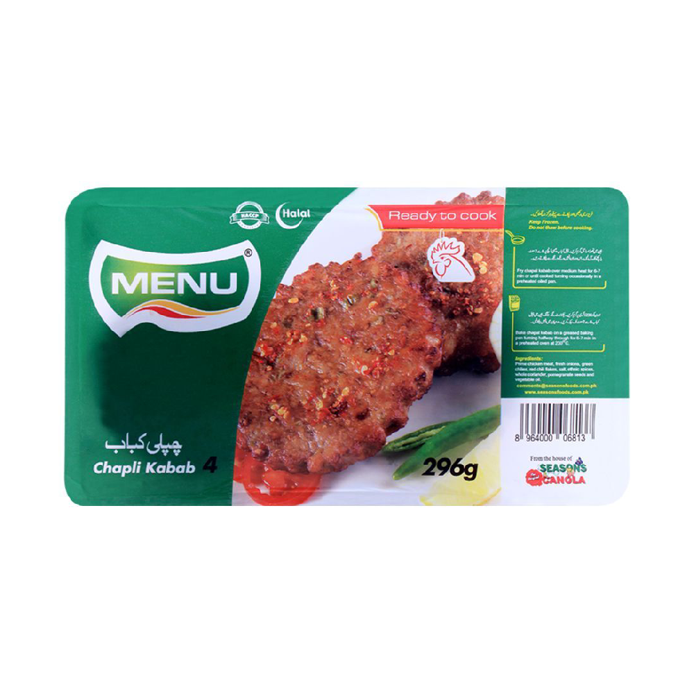 MENU CHAPLI KABAB 4 PC 296 GM