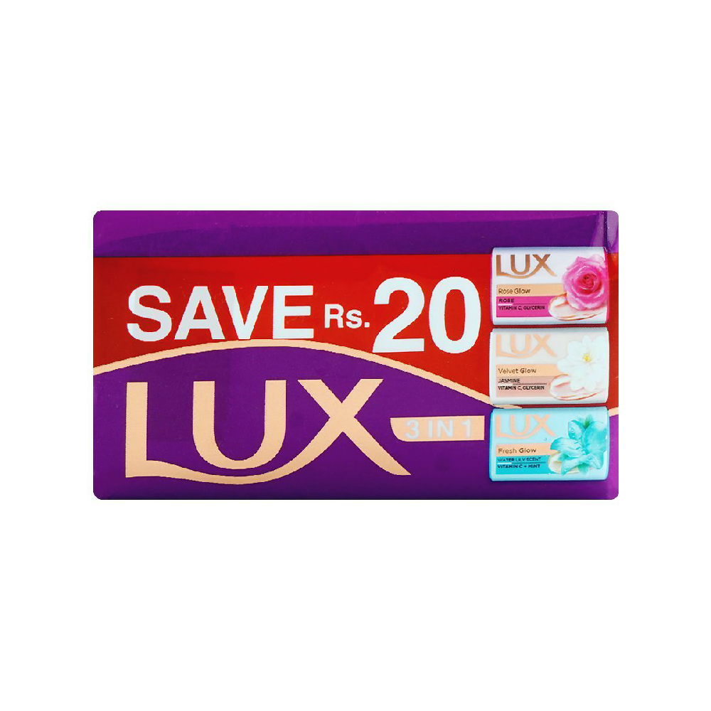 LUX SOAP RAINBOW TRIO PACK SAVE RS.20 3X128GM