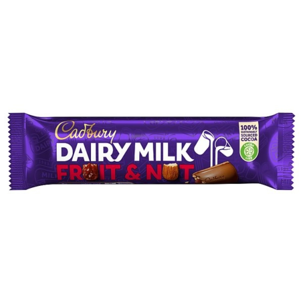 CADBURY DAIRY MILK CHOCOLATE BAR FRUIT AND NUT 49 GM