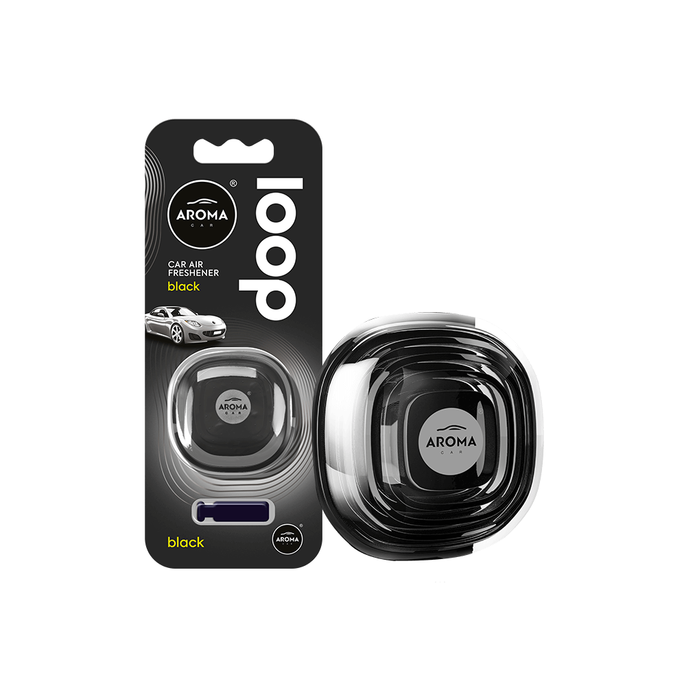 AROMA CAR AIR FRESHENER LOOP GEL BLACK