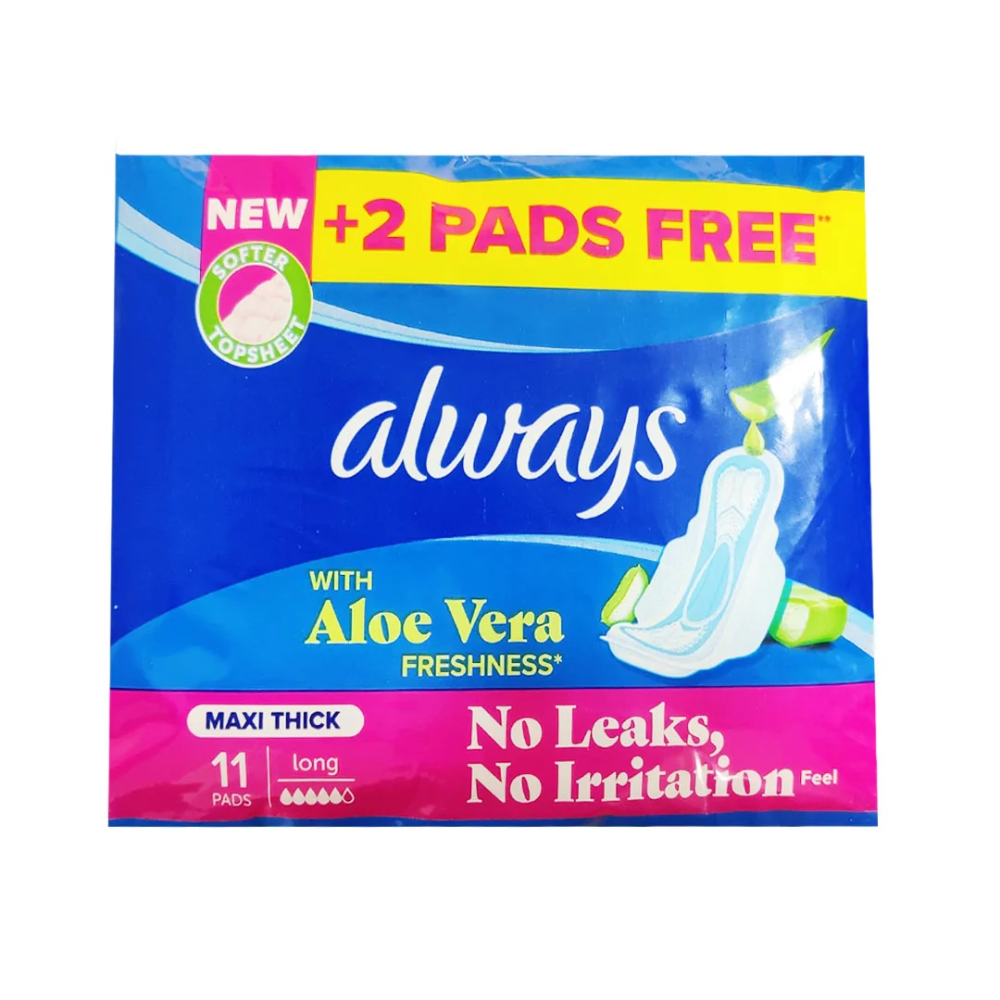 ALWAYS PADS MAXI THICK LONG 9PC PACK