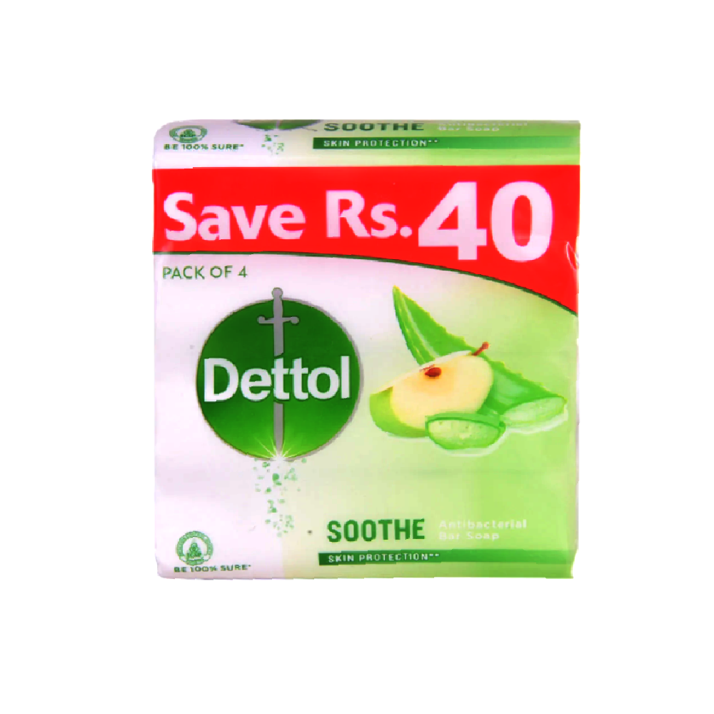 DETTOL ANTIBACTERIAL SOAP SOOTHE SAVE RS 40 4X125 GM