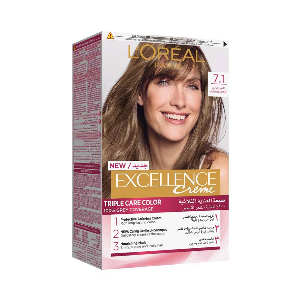 LOREAL EXCELLENCE CREME 7.1 ASH BLONDE PC
