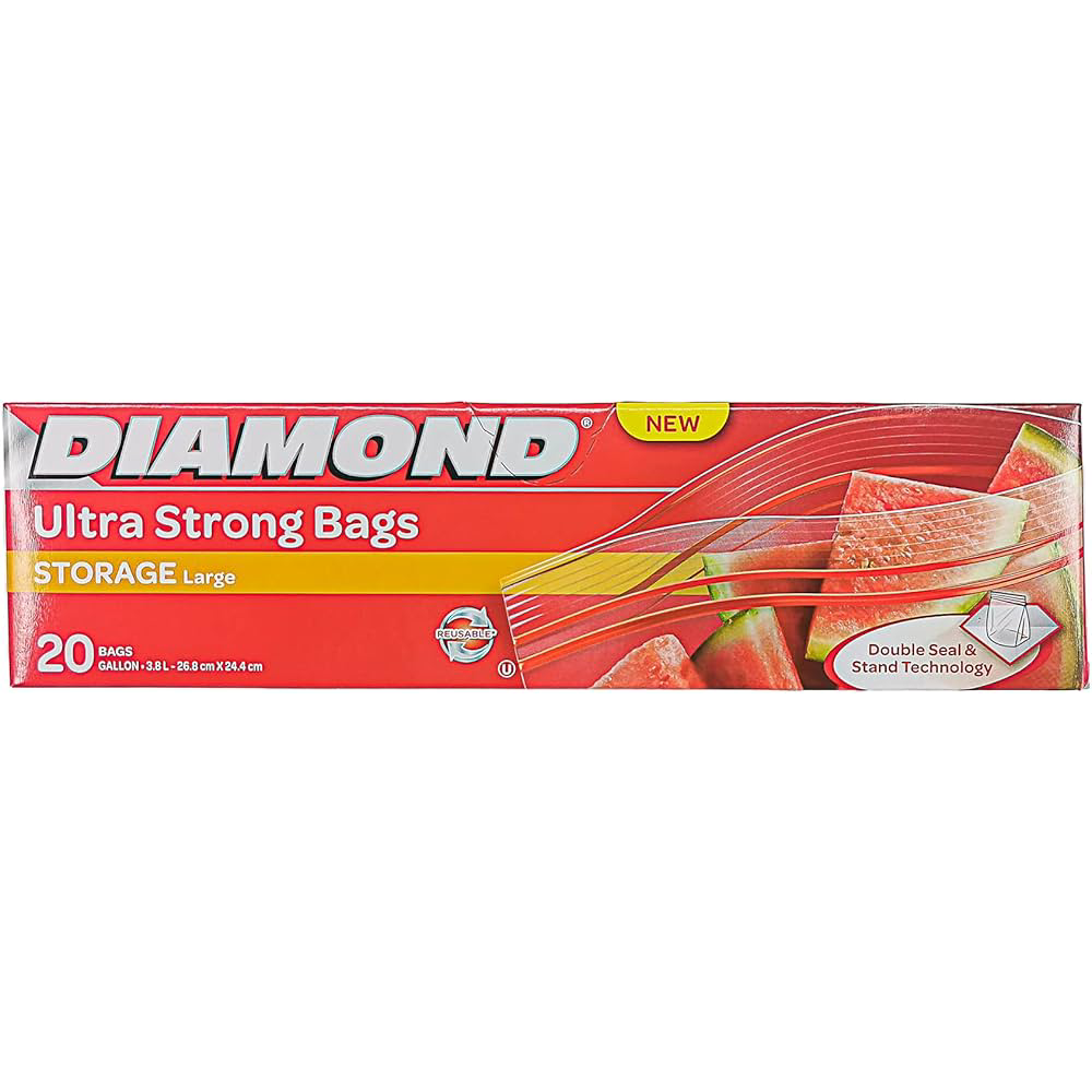 DIAMOND ZIPPER BAGS STORAGE LARGE 20 CT PC