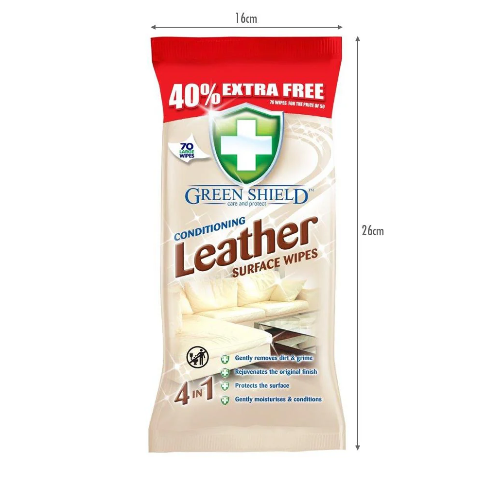 GREEN SHIELD WIPES CONDITIONING LEATHER 4IN1 70PC