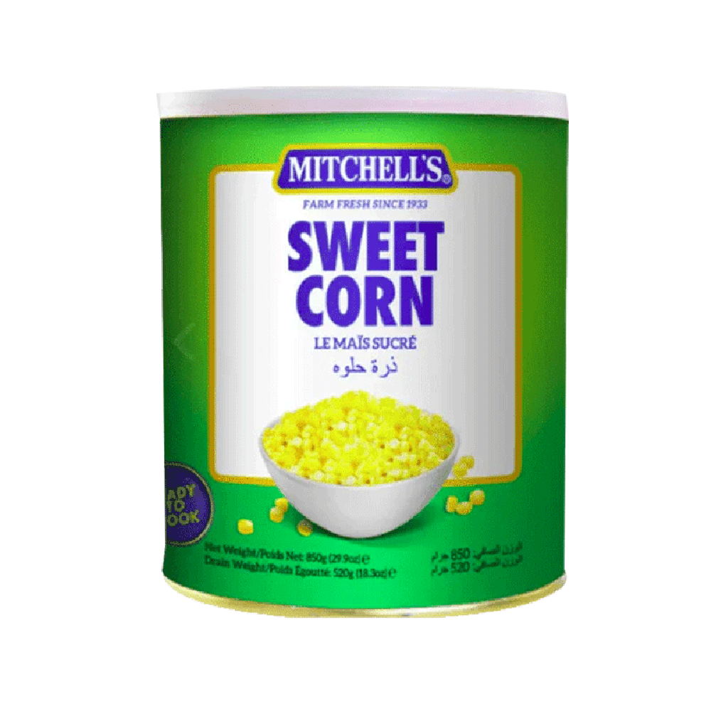MITCHELLS SWEET CORN LARGE(TIN) 850 GM
