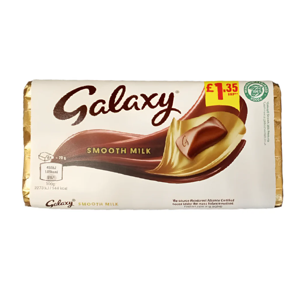 GALAXY CHOCOLATE BAR SMOOTH MILK 100 GM