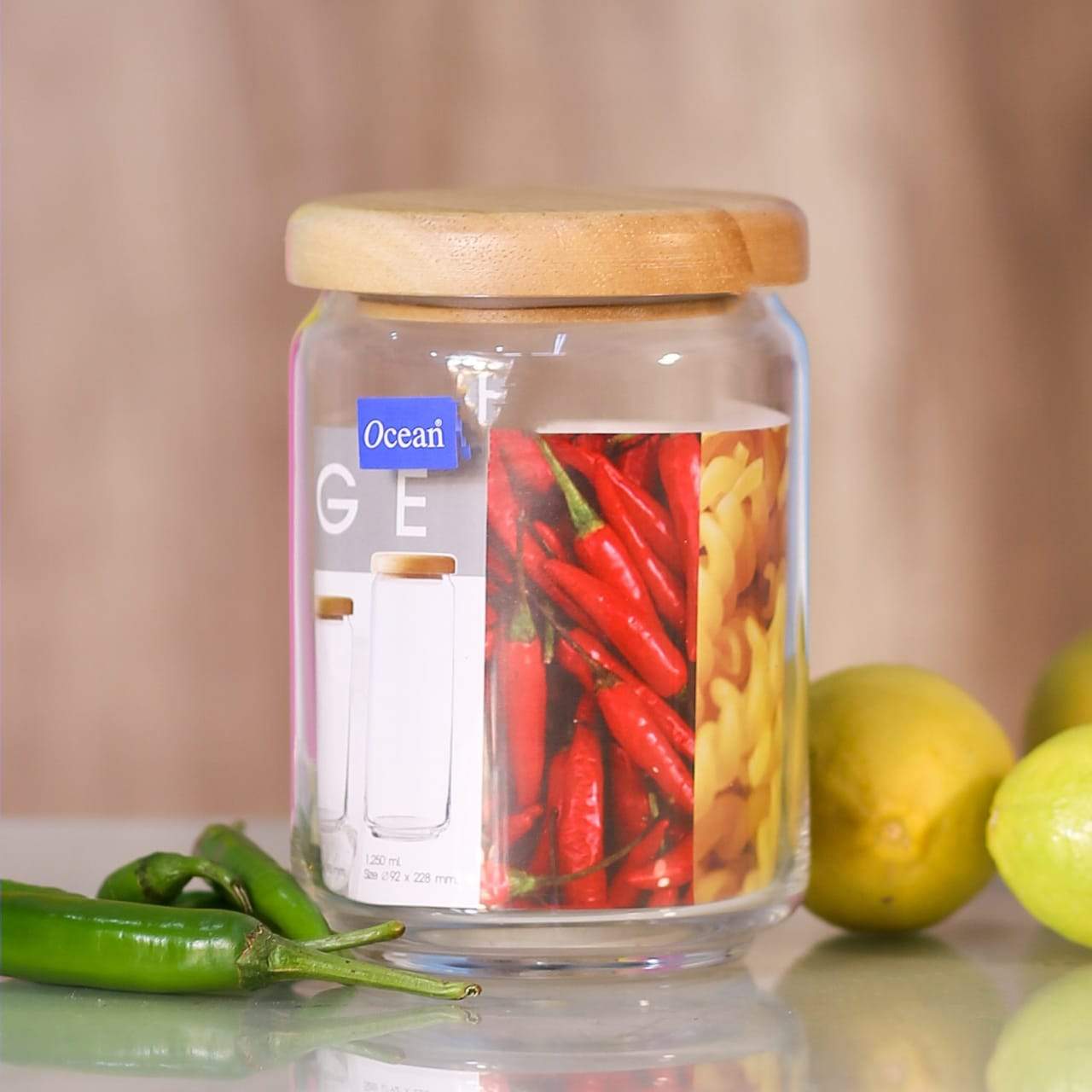 JAR OCEAN WOODEN LID 2523W BASIC