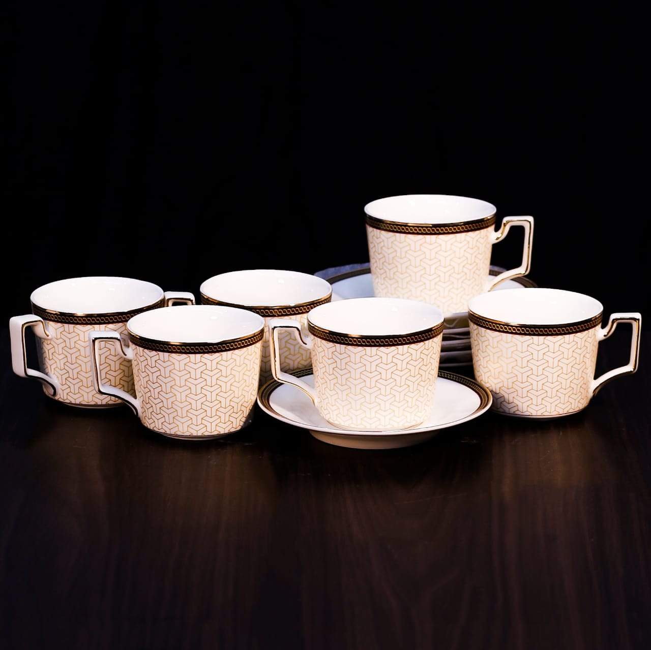 CUP & SAUCER SET ROYAL BISTRO 12PC 12-WJ-201W BASIC