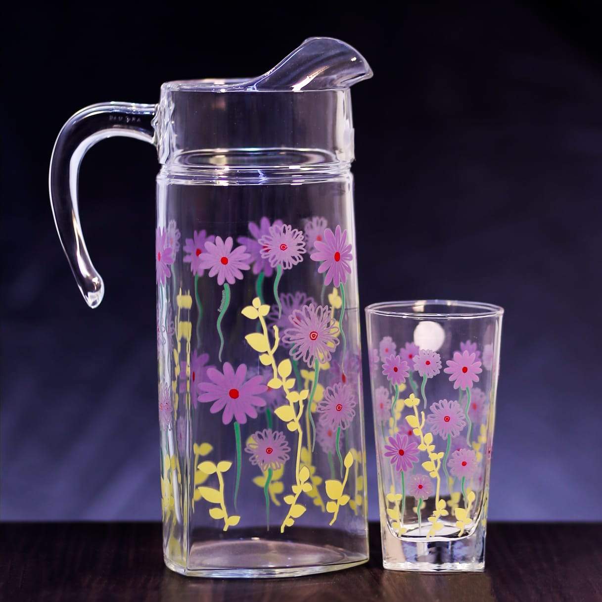 WATER SET 7PC LUMINARC DELTA PURPLE MARGUERITE Q4167