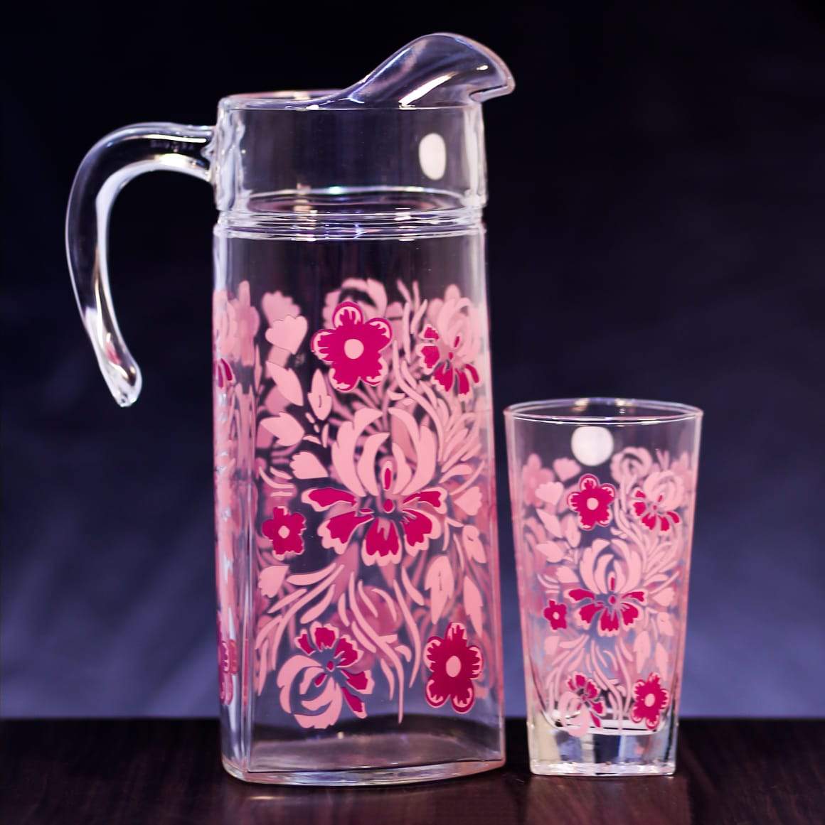 WATER SET 7PC LUMINARC DELTA PINK GARDEN Q4171