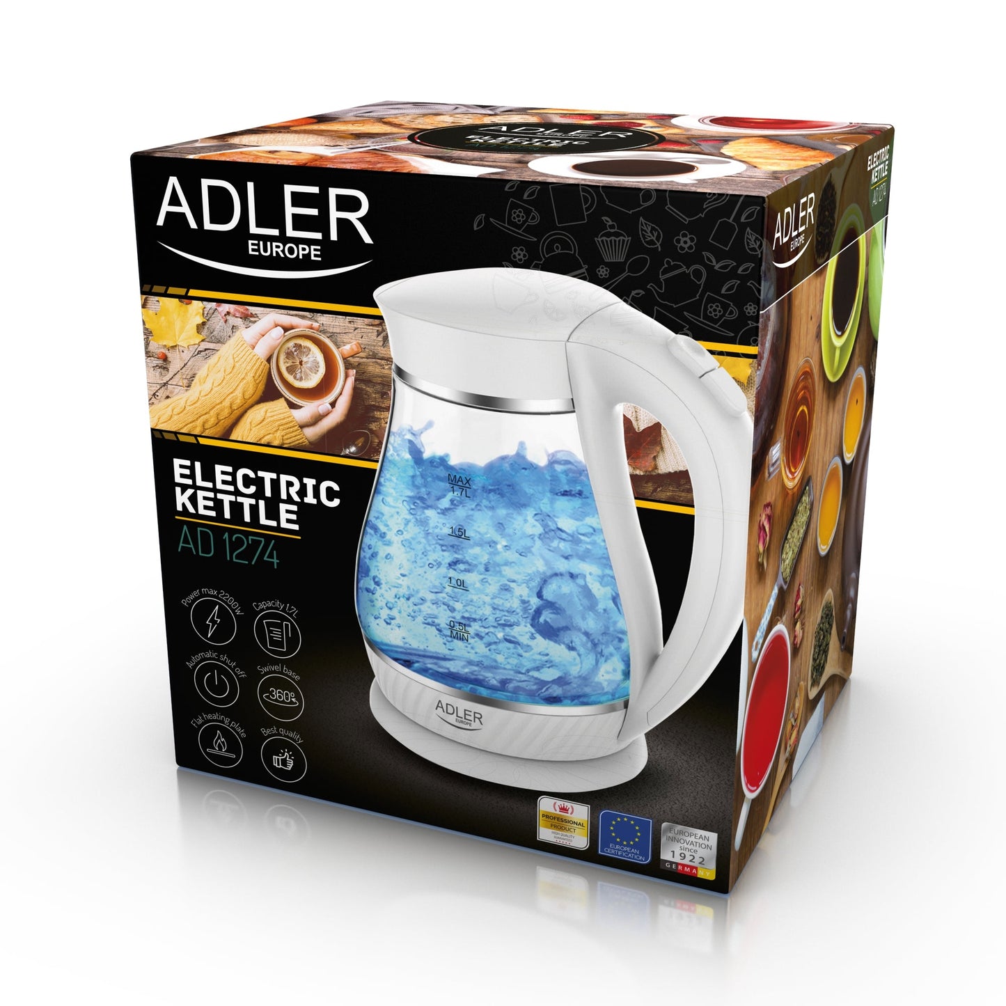 ADLER KETTLE 1.7L BLACK AD1274