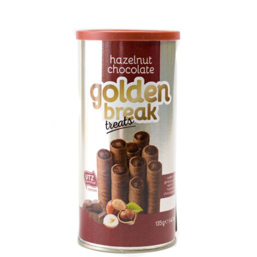 GOLDEN BREAK WAFER TREATS HAZLENUT CHOCOLATE TIN 135 GM