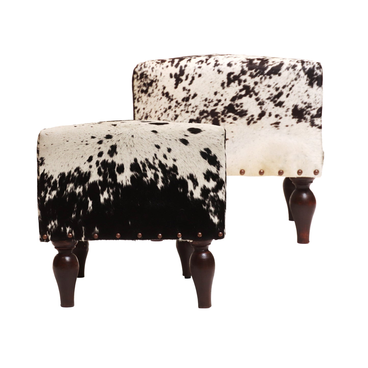 Natural Cowhide Ottoman Pair