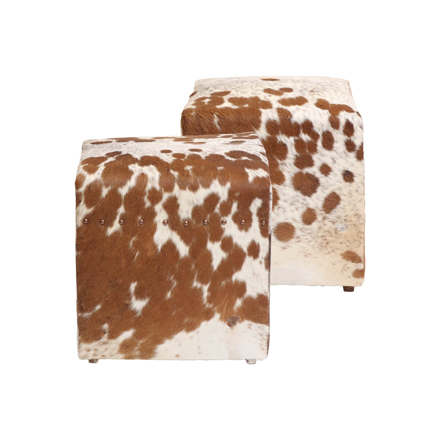 Natural Cowhide Ottoman Pair