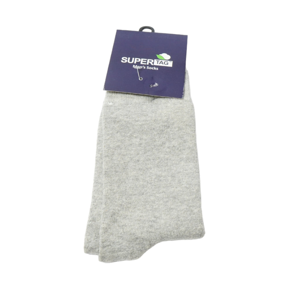 SUPER TAG LONG CREW SOCKS GREY PLAIN 1PC HZ
