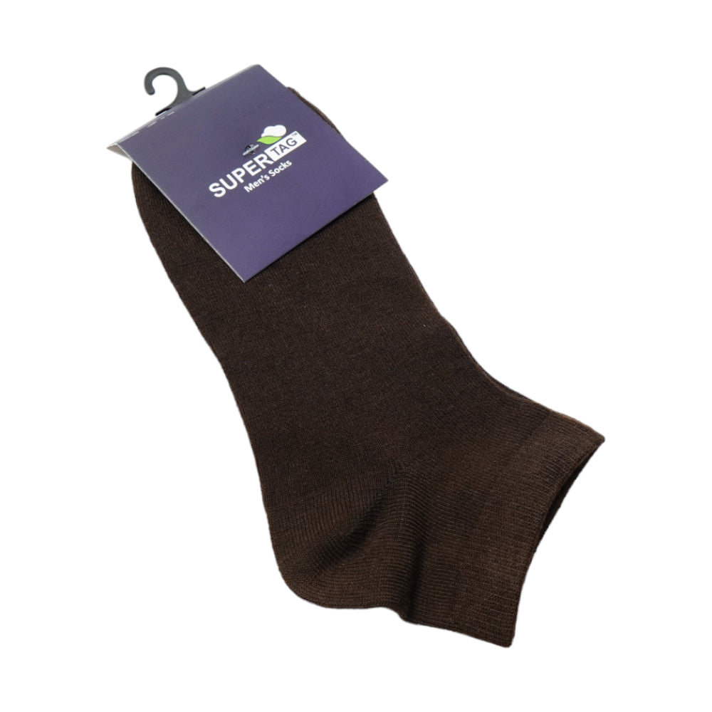 SUPER TAG ANKLE SOCKS BROWN PLAIN 1PC HZ