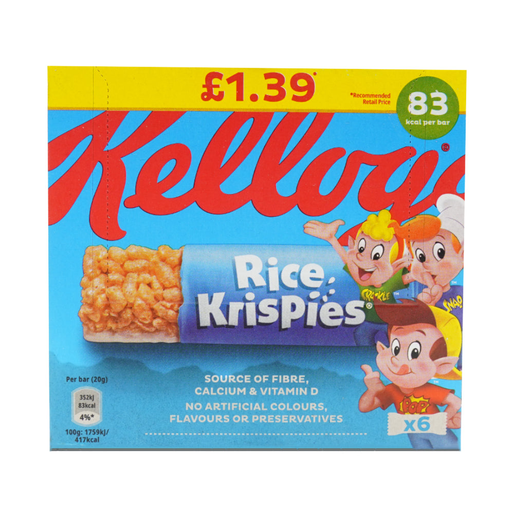 KELLOGGS CEREAL BAR RICE KRISPIES 6X20 120 GM