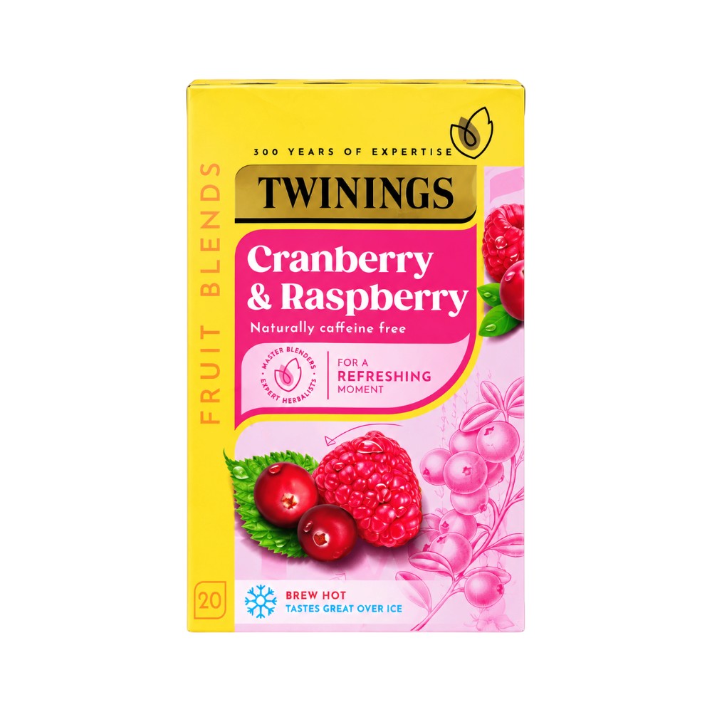 TWININGS TEA BAGS CRANBEERY AND RASPBERRY 20 BAGS 40 GM