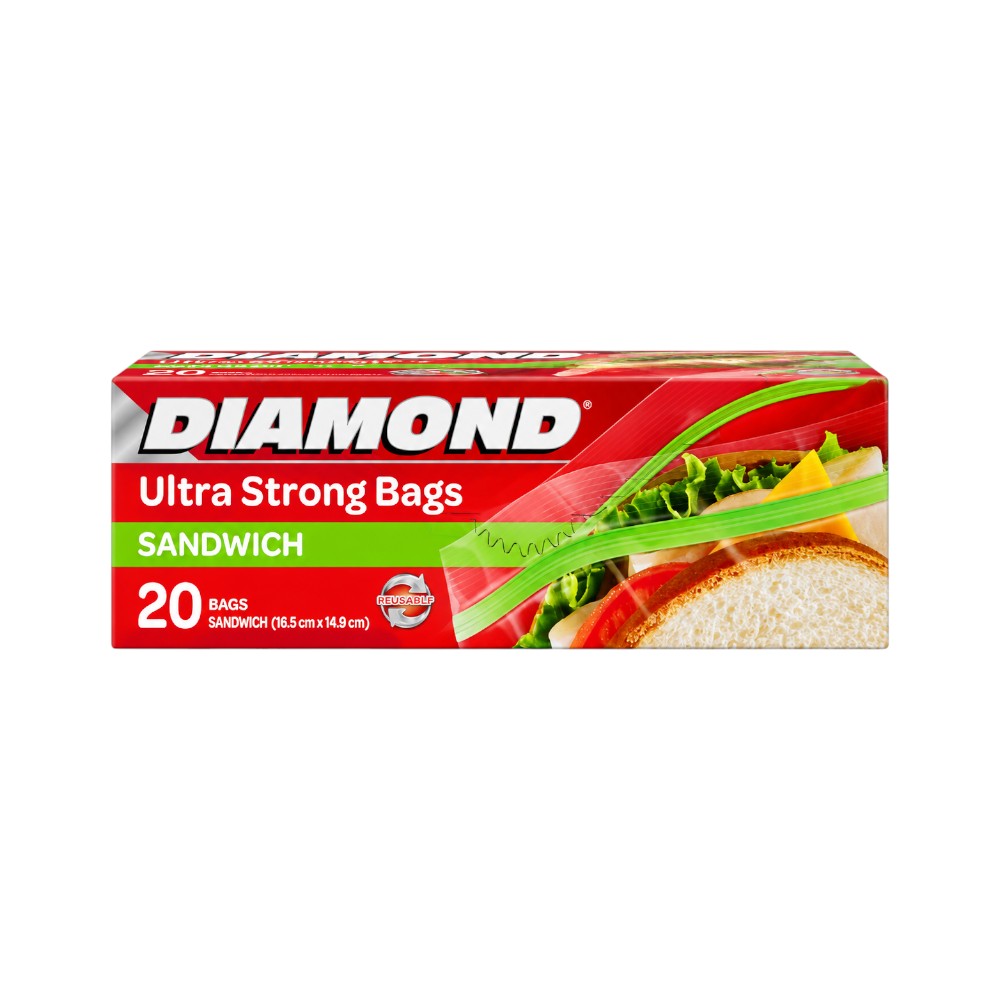 DIAMOND ZIPPER BAGS SANDWICH 20 PC