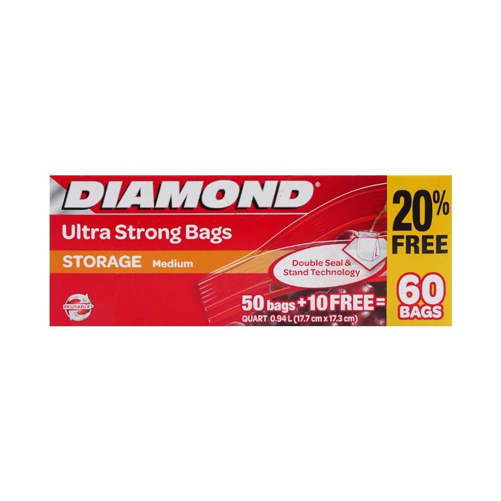 DIAMOND ZIPPER BAGS STORAGE MEDIUM  60 PC