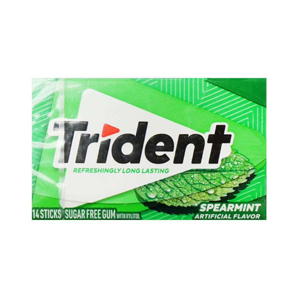 TRIDENT BUBBLE GUM SPEARMINT SUGAR FREE 14 STICKS