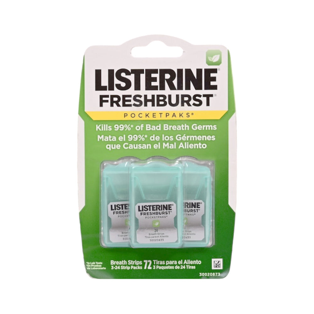 LISTERINE FRESHBURST BREATH STRIPS POCKET PACKS GREEN 72S