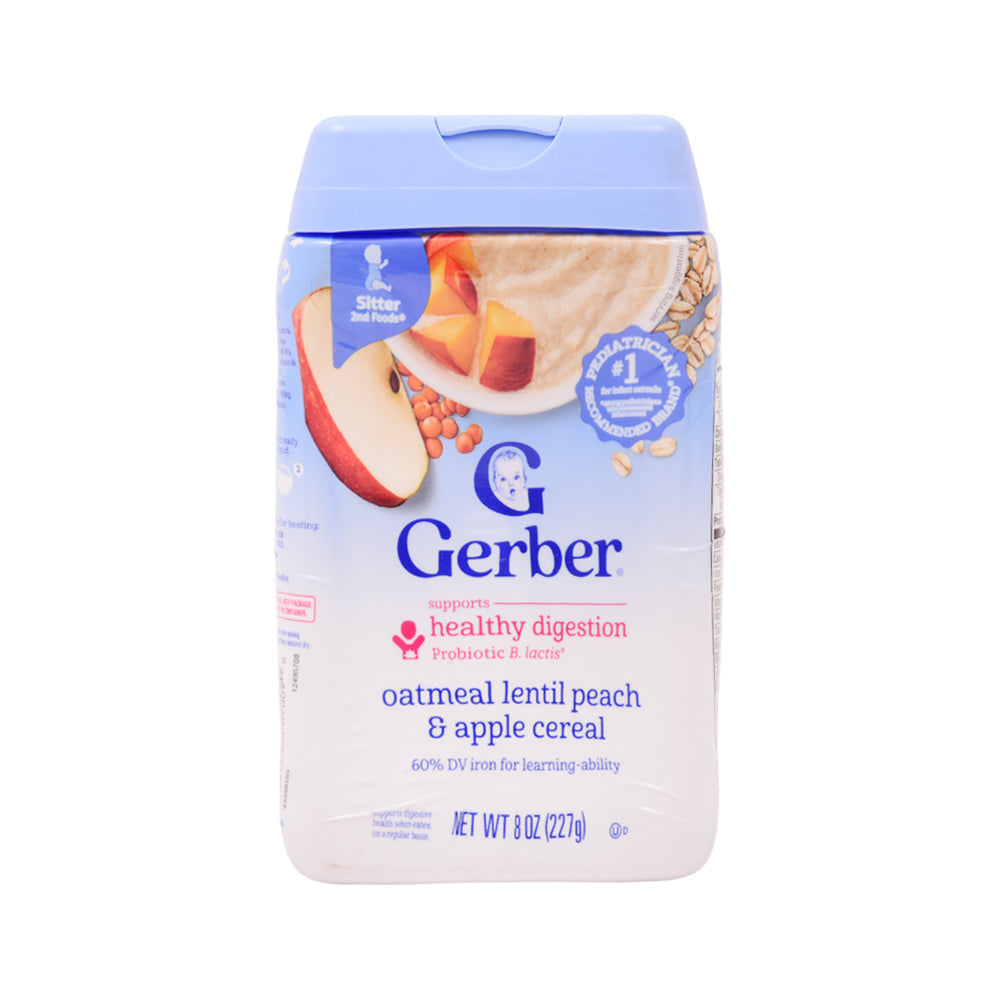 GERBER PROBIOTIC OATMEAL PEACH APPLE CEREAL SITTER 227 GM