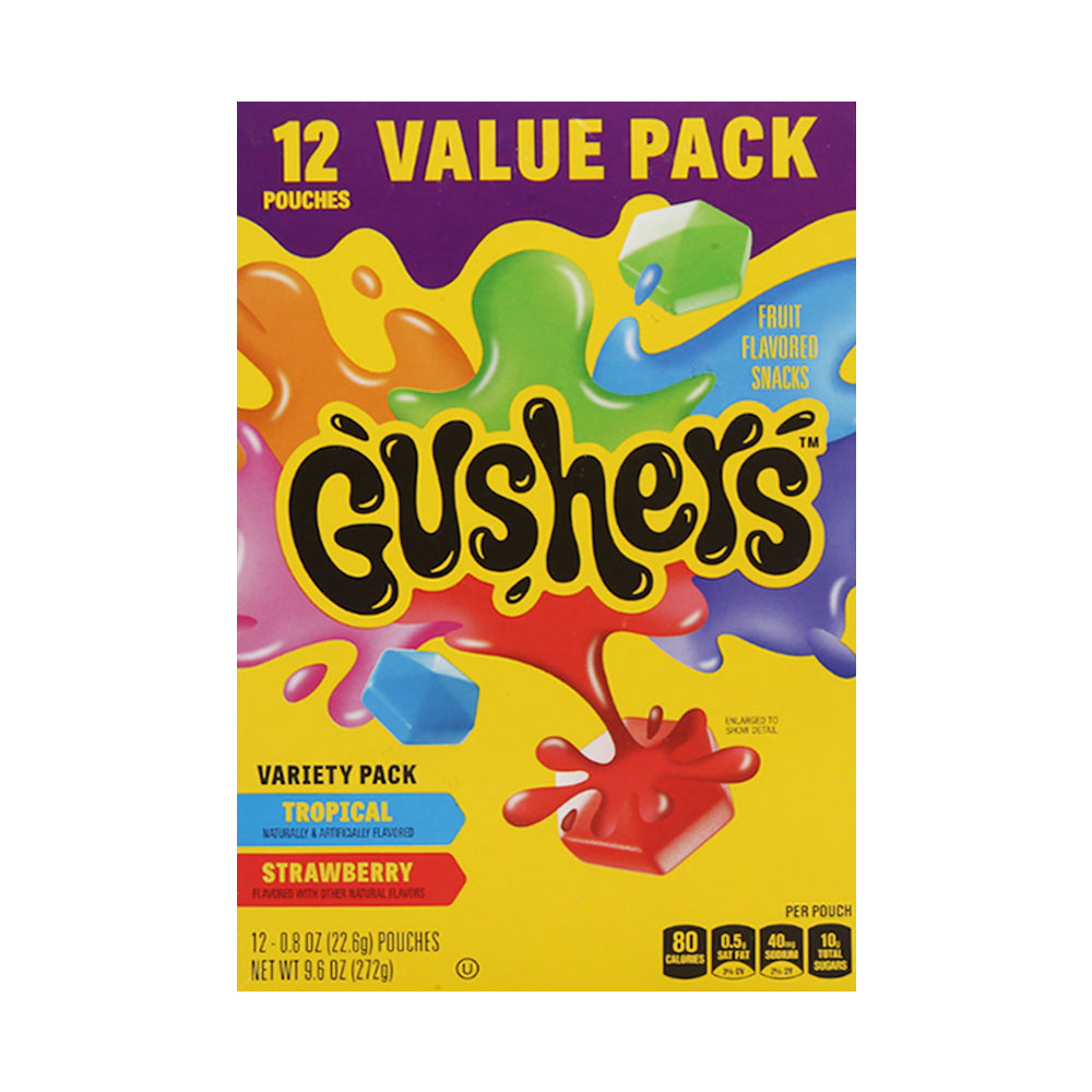 BETTY CROCKER FRUIT GUSHERS VARIETY PACK 12 POUCHES 272GM