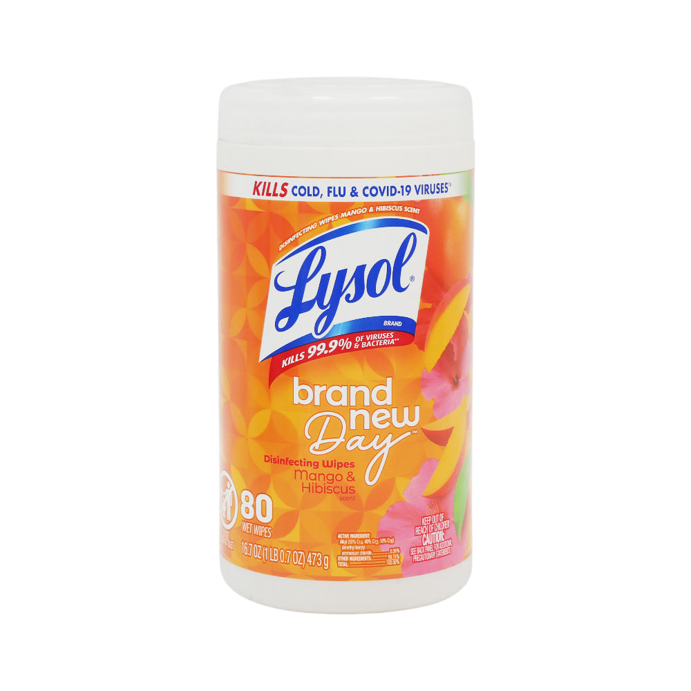 LYSOL WIPES DISINFECT BRAND NEW DAY MANGO HIBISCUS 80S 473 G