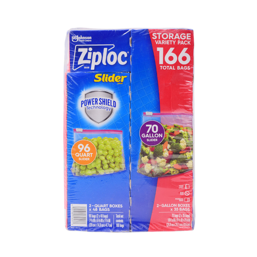 ZIPLOC SLIDER STORAGE BAGS 4 BOX PACK 166 PC