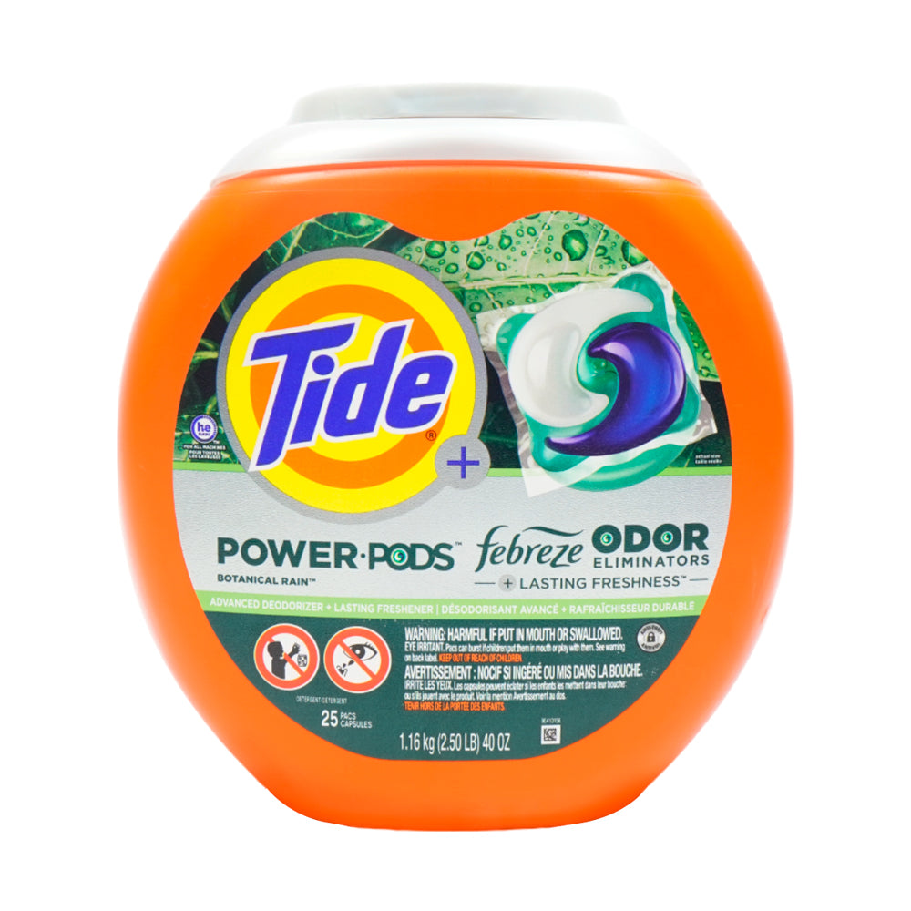 TIDE POWER PODS FEBREZE BOTANICAL RAIN ODOR 25 CAPSULES 1.16