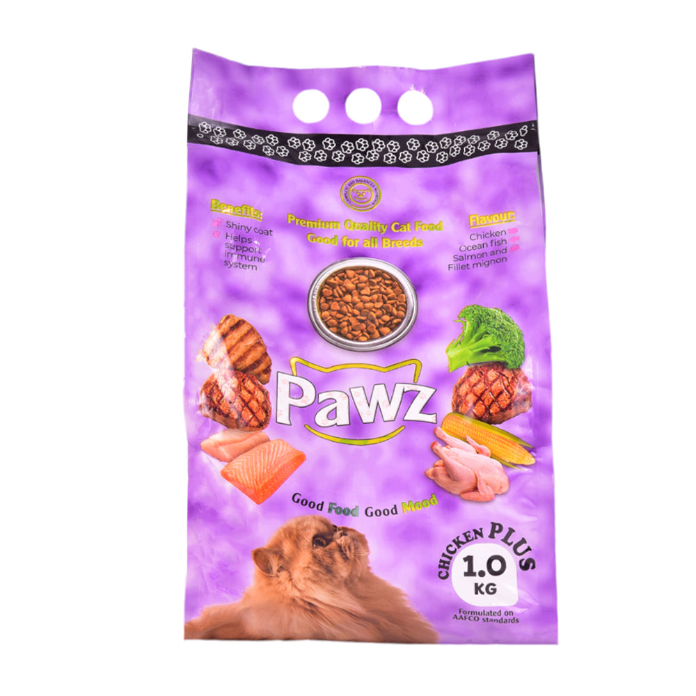 PAWZ DRY CAT FOOD CHICKEN PLUS FLAVOUR 1 KG