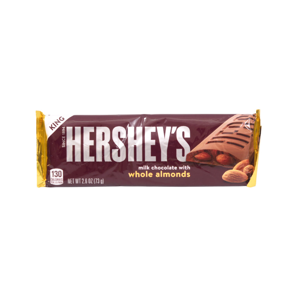 HERSHEYS MILK CHOCOLATE WHOLE ALMOND KING SIZE 73 GM