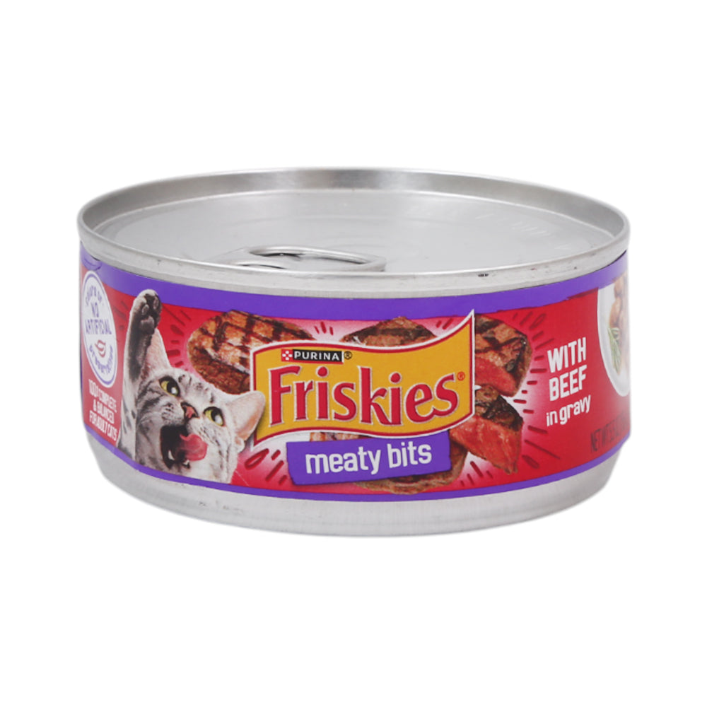 PURINA FRISKIES CAT FOOD MEATY BITS WITH BEEF IN GRAVY 156 G