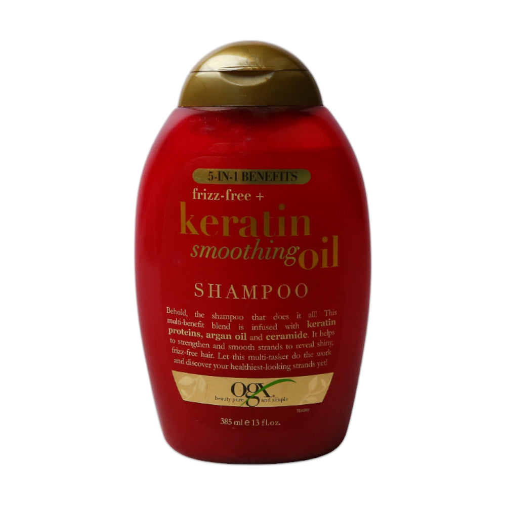 OGX SHAMPOO KERATIN SMOOTING OIL 5 IN 1 BENEFITS 385 ML