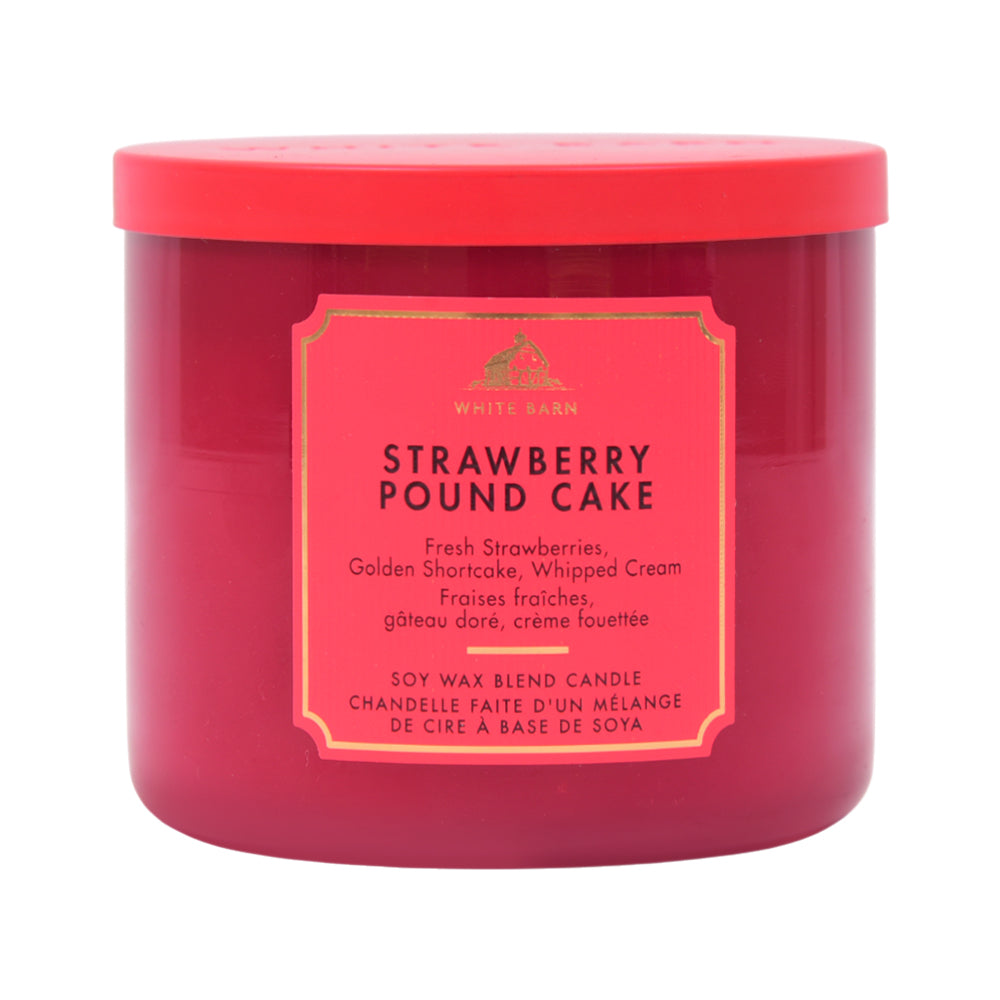 BBW 3 WICK CANDLE STRAWBERRY POUCH CAKE 411G