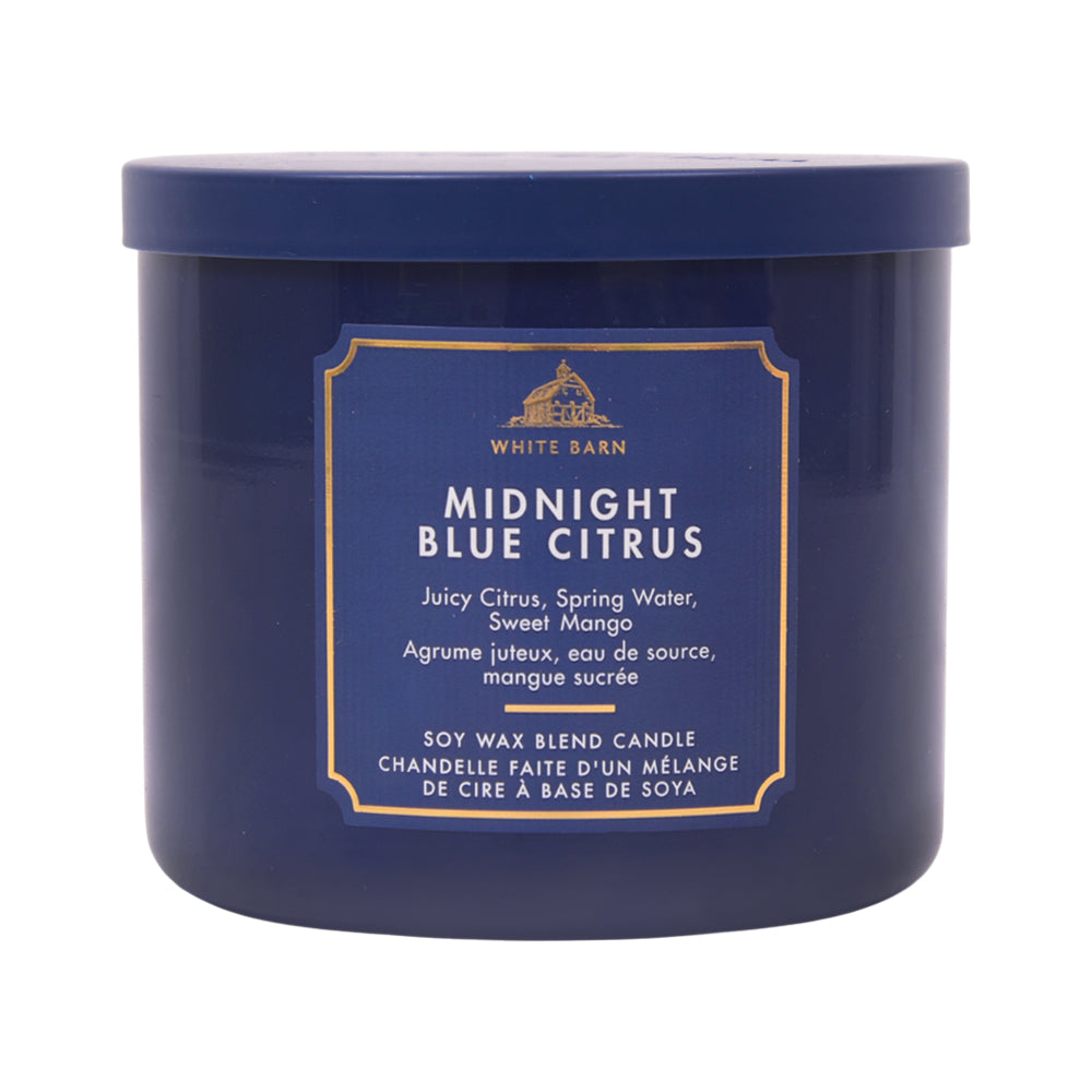 BBW 3 WICK CANDLE MIDNIGHT BLUE CITRUS 411 G
