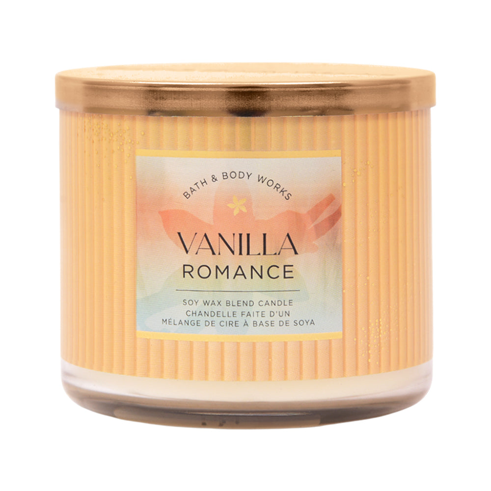 BBW 3 WICK CANDLE VANILLA ROMANCE 411 G