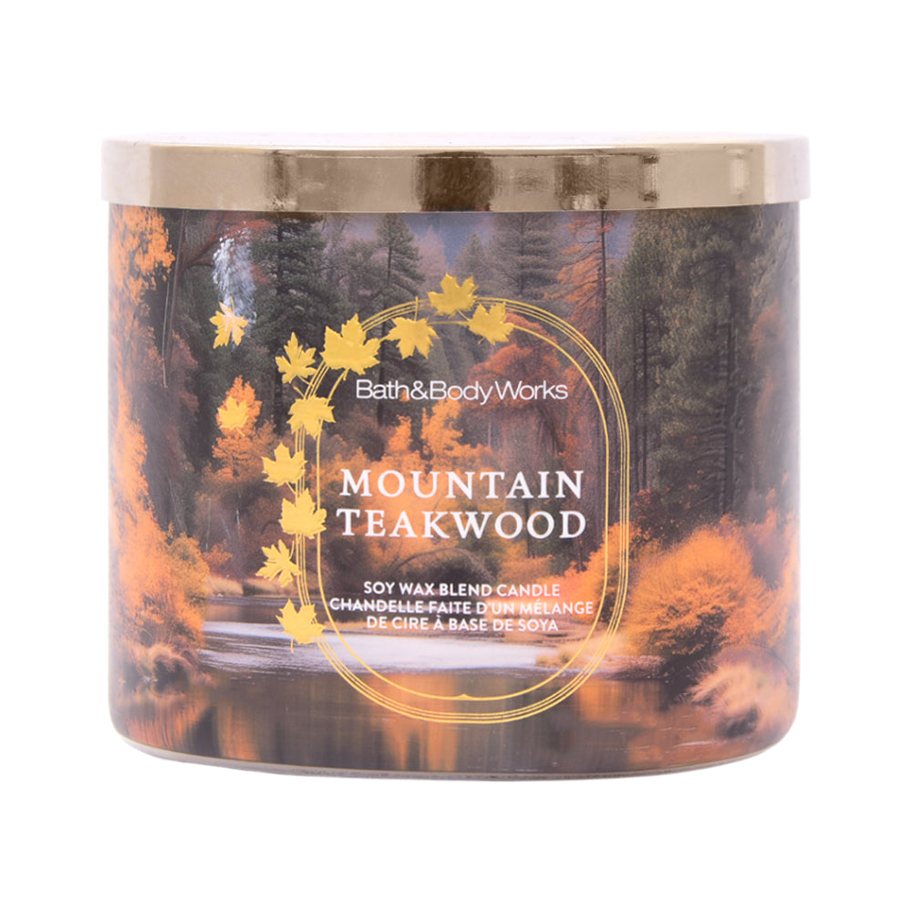 BBW 3 WICK CANDLE MOUNTAIN TEAKWOOD 411 G