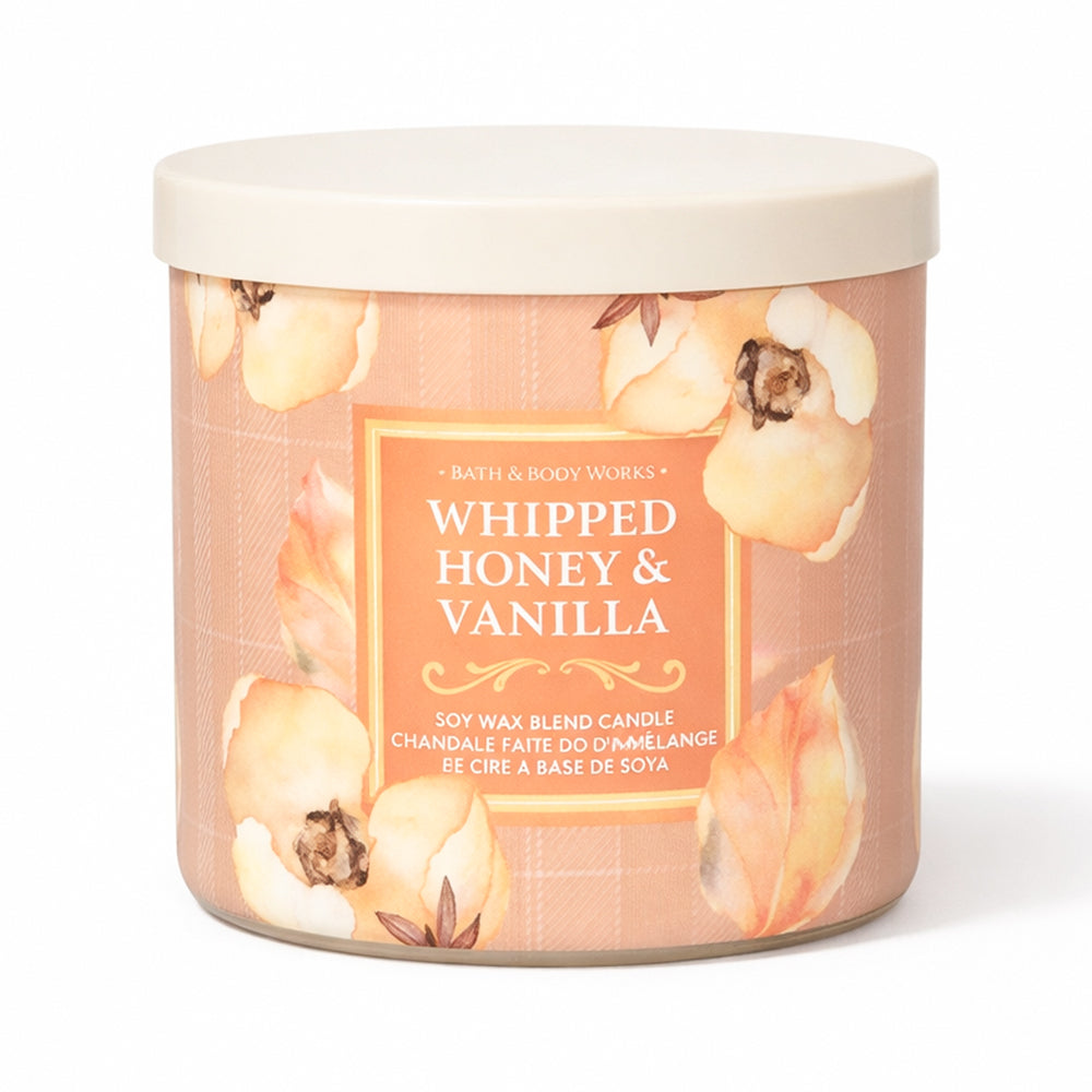 BBW 3 WICK CANDLE WHIPPED HONEY AND VANILLA 411 G