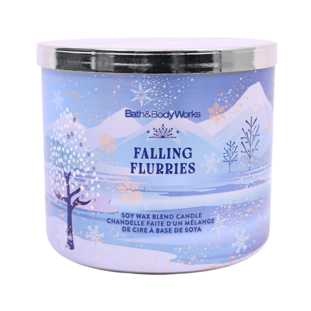 BATH & BODY WORKS FALLING FLURRIES CANDLE 3 WICK 411 GM