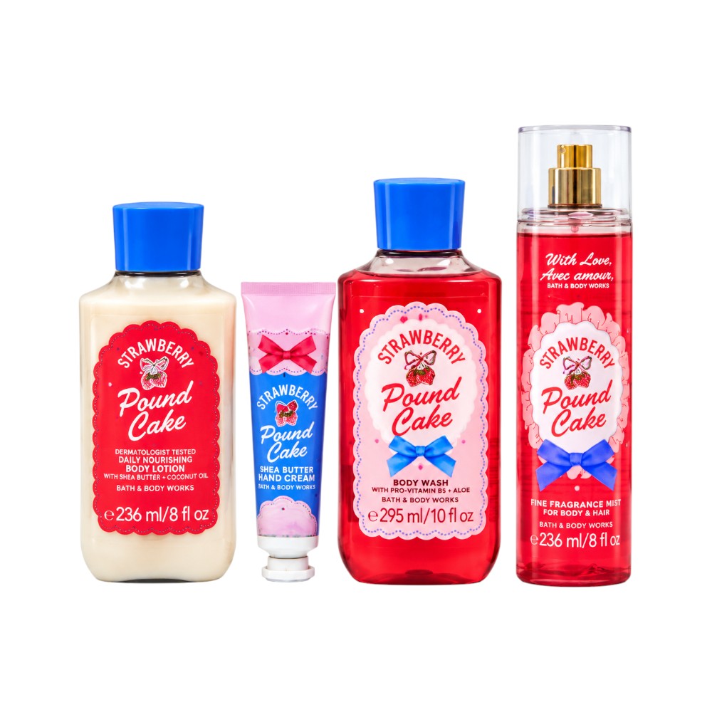 BATH & BODY WORKS GIFT SET STRAWBERRY POUND CAKE 4 PC