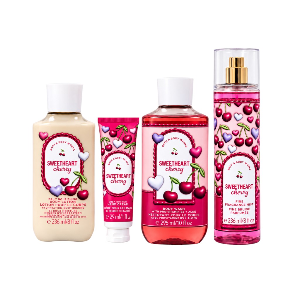 BATH & BODY WORKS GIFT SET SWEETHEART CHERRY 4 PC